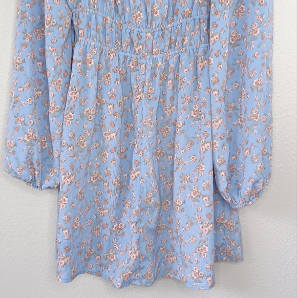 NWT Forever 21 Milkmaid Floral Sz M Babydoll Mini Dress - Picture 7 of 15